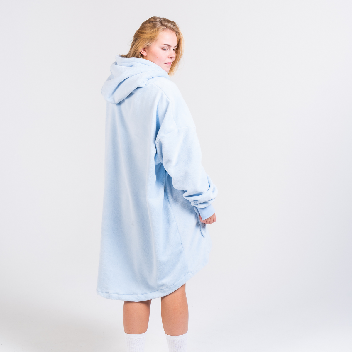 Warmpies babyblauw grote hoodie deken