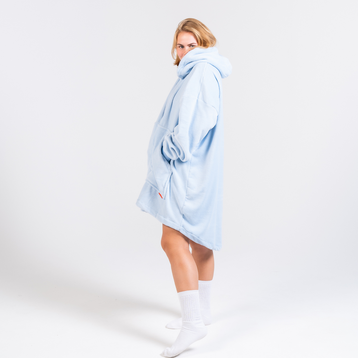 Warmpies babyblauw fleece deken hoodie